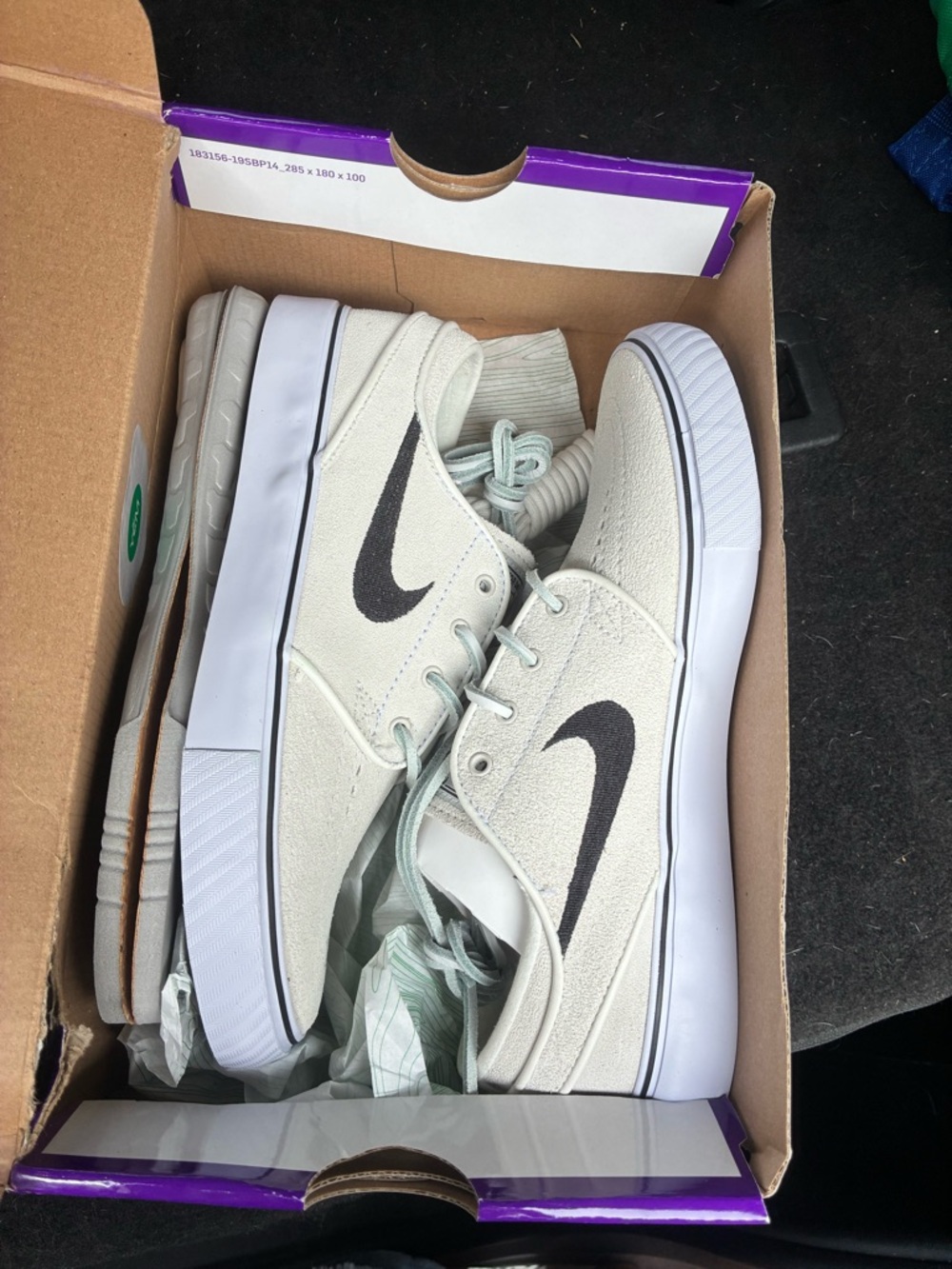 Nike Low-Top Skate Shoes in Off-White with Black Swoosh